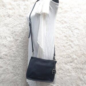 Etienne Aigner Dark Gray Leather Magnetic Closer Crossbody Bag w/ Charm